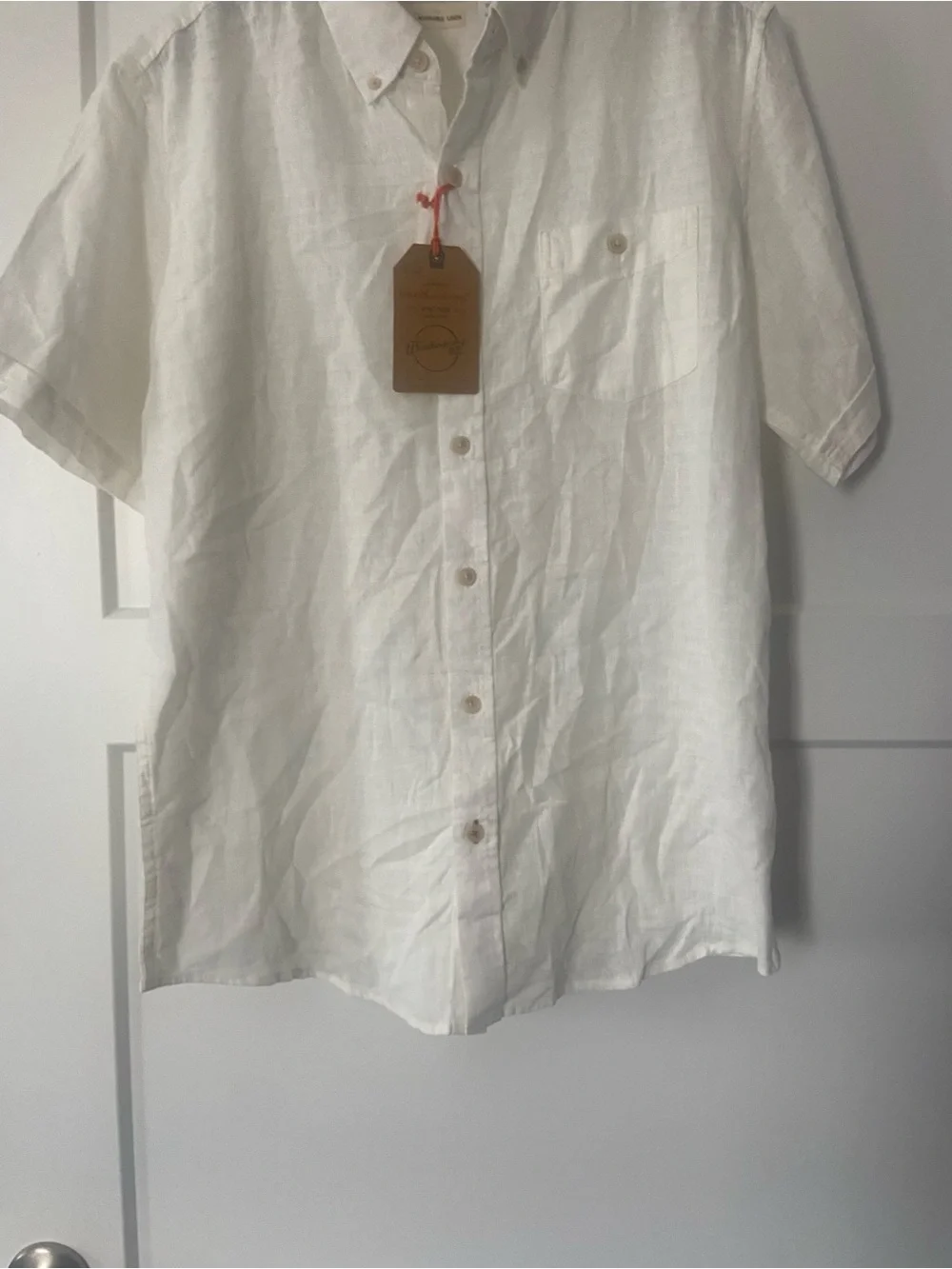 Weatherproof Bright White Washable Linen Button-Down Shirt - Men’s - Picture 2 of 7